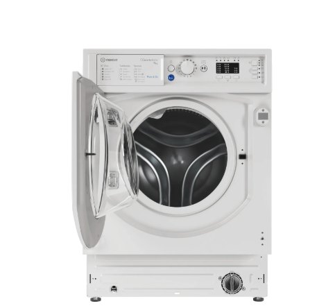 Integrated washing machine appliance illustration with door open